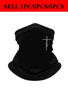 5pcs/2pcs/1pc Unisex Cross Printing Neck Gaiter Face Cover Windproof Dustproof Breathable Face Mask Scarf for Men Women Outdoor Sports Gift Hat