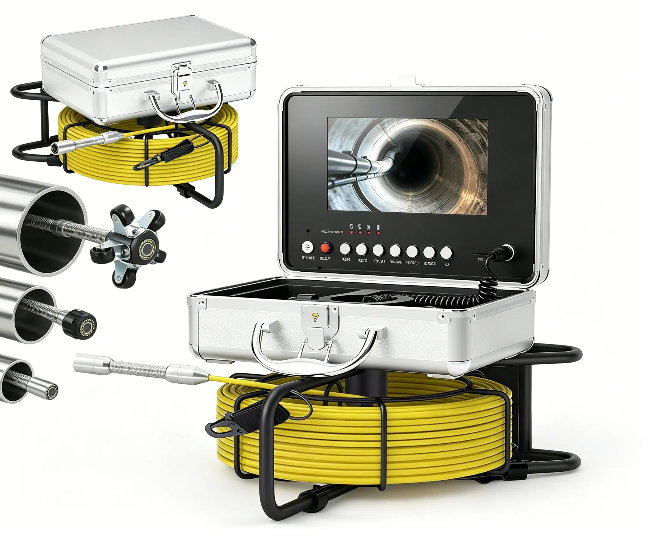 7inch Sewer Camera,100FT, Pipeline Inspection Camera with DVR Function, IP68 Endoscope Camera with 12 Adjustable LEDs ,100ft/30M Cable