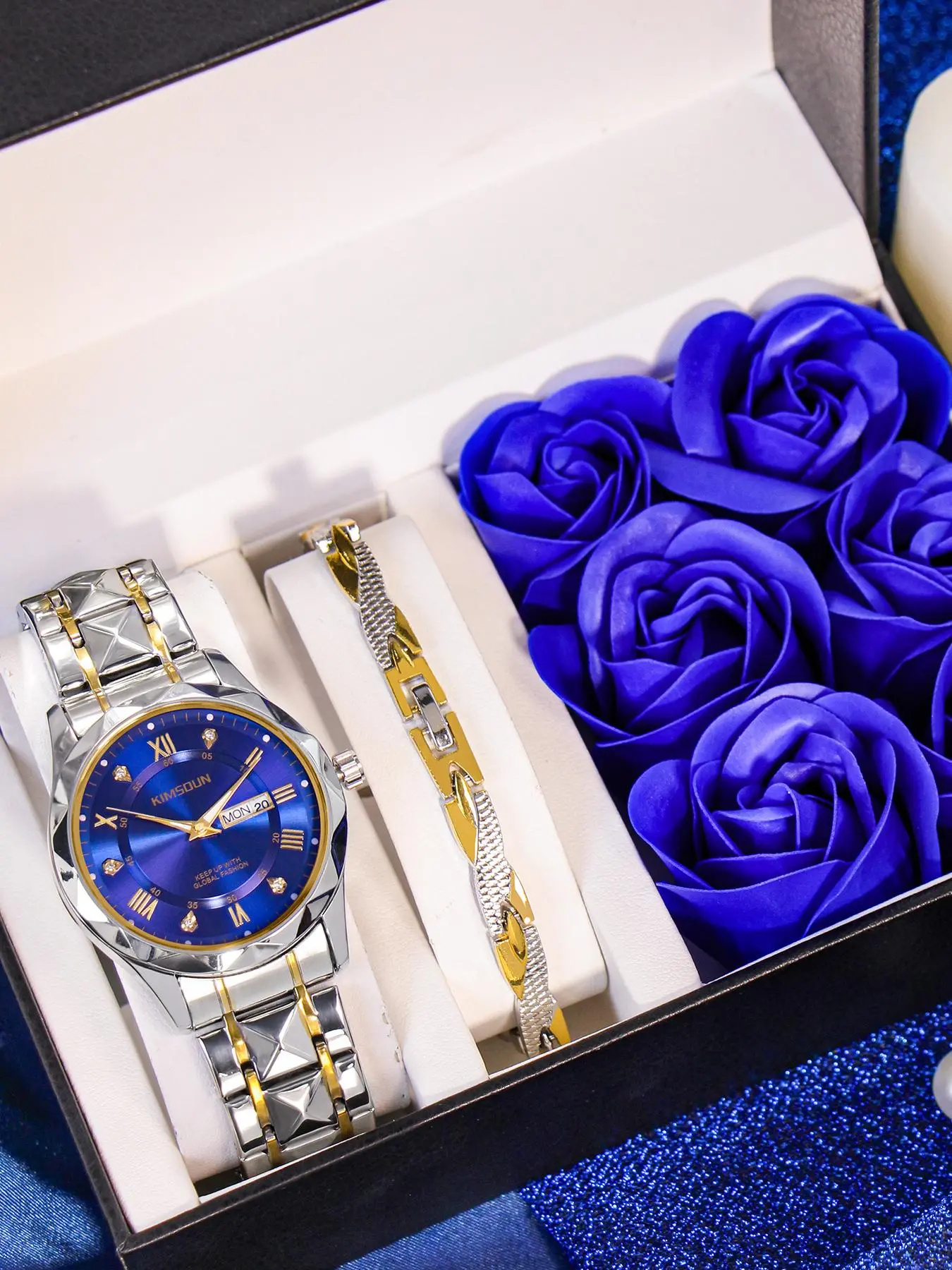 Men's Business Fashion Wristwatch & Bracelet Set, Fashion Watch & Bracelet Set for Party, Daily Decor, Trendy All-match & Exquisite Watch Set for Birthday Gift, Fashionable Watch, Quartz Watch Set, Boxed Watches, Watch With Box