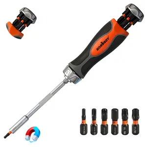 HORUSDY 6-in-1 Ratcheting Screwdriver Set, Magnetic Multi-Bit Screwdriver with Built-in Premium S2 Bits & 126mm Extension Bar, Dad Mens Gifts for Christmas, All-in-One Tool for Home Repair, DIY