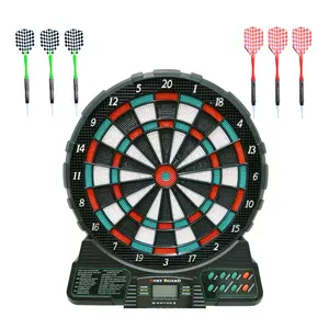 14-Inch Electronic Dartboard with 6 Darts, Darts Sets, Safe Soft Tip Dart Set, Automatic Scoring, Voice Announcer, Sound Effect, Ultra-Thin Boundary, Child and Pet friendly, Indoor Decor, Party Game, Portable Outdoor Camping, Entertainment Dartboard