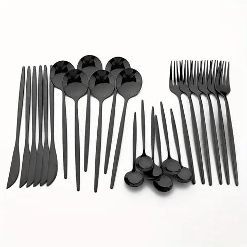 Stainless Steel Kitchenware  Dinnerware Cutlery Set, 12/16/24/32pcs Including Knife, Fork, Spoon, Coffee Spoon, Tableware Set for Home, Kitchen, Restaurant, Party, Wedding, Gift, Dinnerware Sets