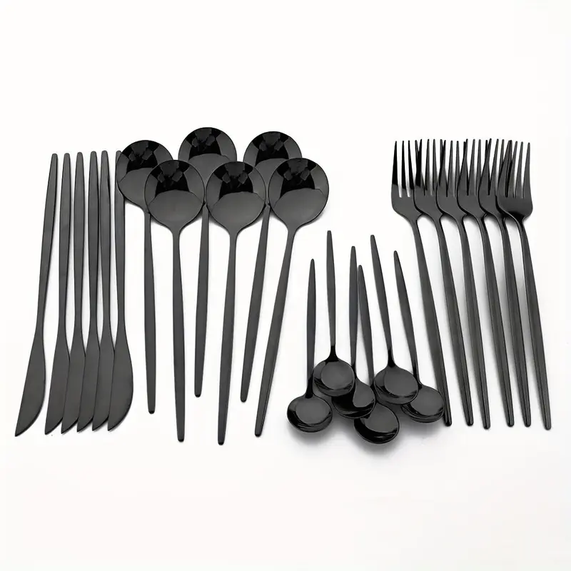 Stainless Steel Kitchenware Dinnerware Cutlery Set, 12/16/24/32pcs Including Knife, Fork, Spoon, Coffee Spoon, Tableware Set for Home, Kitchen, Restaurant, Party, Wedding, Gift, Dinnerware Sets