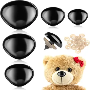 100 count Large Safety Noses for Stuffed , 15mm 18mm 22mm 24mm 30mm, Doll Noses with Washers Plastic Safety Noses for Crochet  Craft Puppet Plush Bear Accessories(Black)