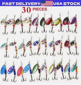 30 PCS Fishing Lures Metal Spinner Baits Bass Tackle Crankbait Trout Spoon Trout