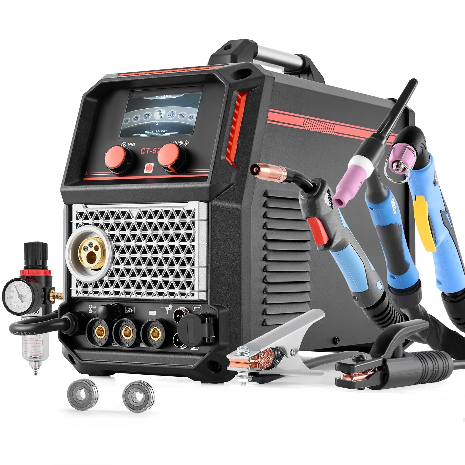 【DealsForYouDays】VEVOR 5-in-1 Plasma Cutter Welder Combo - CUT/TIG/Gas MIG/Flux MIG/MMA, 50A Non-Contact Plasma Cutting Machine & 200A Synergic Welder, 110V/220V Aluminum Pulse Mig Welder Compatible with Spool Gun