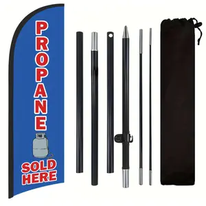 Propane Shop Flag, Polyester Advertising Flag with Flag Pole and Ground Stake, Outdoor Promotion Banner Decoration, Yard Sign Banner
