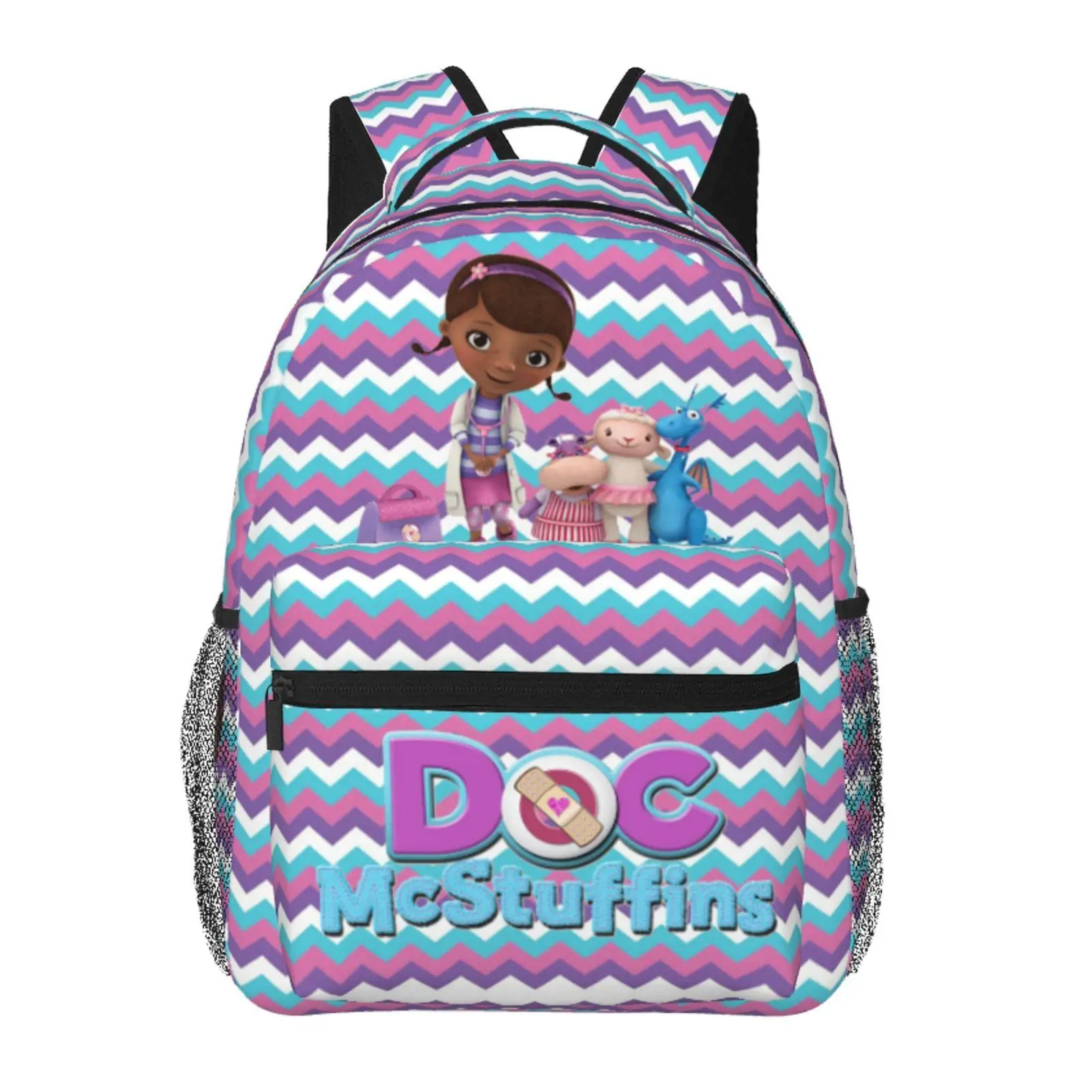 Doc McStuffins Backpack Doc McStuffins cartoon Cute Aesthetic School Bookbag with Multi Storage Pockets The Doc Is In Lightweight Large Capacity Casual Daypack for Middle High School & College Students