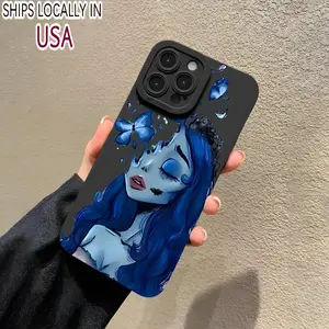 Blue Girl Pattern Phone Case, Decorative Phone Protector Cover, Phone Accessories Compatible with iPhone 11 12 13 14 15 16 Pro Max Plus