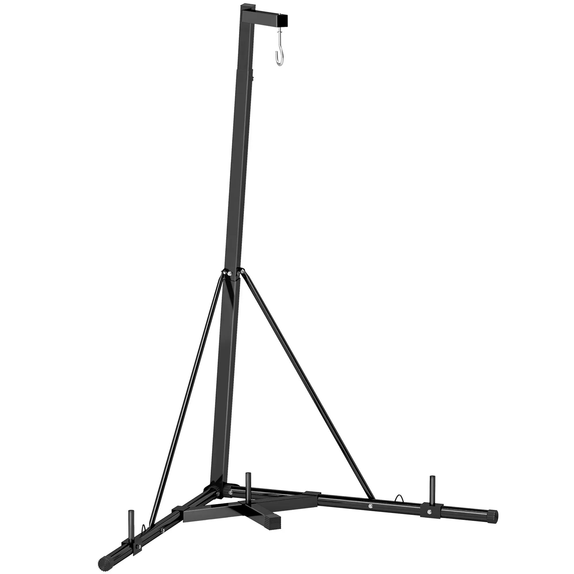 Foldable Punch Bag Stand – Use with Heavy Bag or Speed Bag. Adjustable Height 63.75"-80.75". Weighted Base Holds 132 lbs. Folds Compact. Stand Only