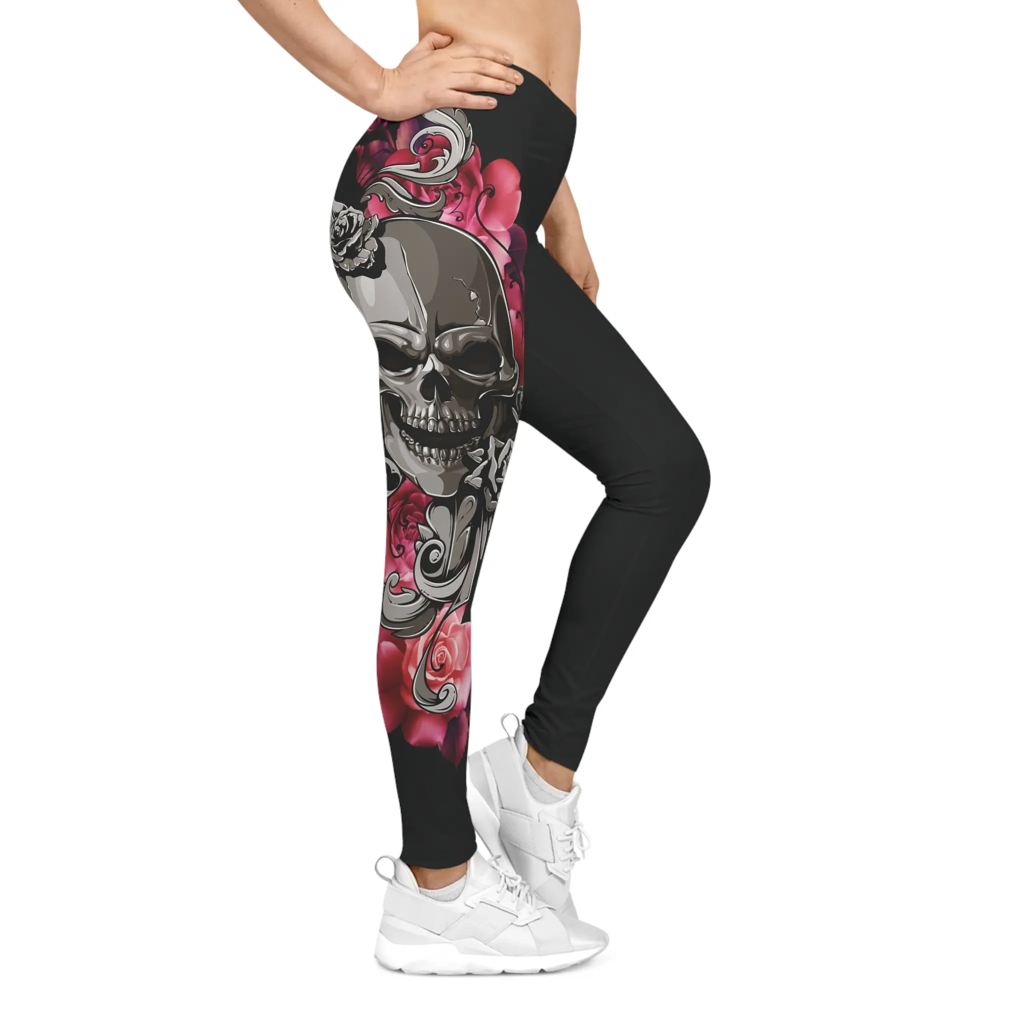 Skull and Roses Leggings | Floral Skull Leggings
