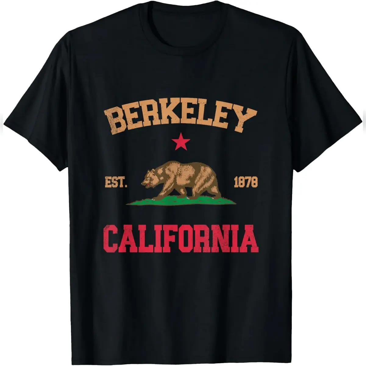 Men's Graphic T-Shirt, Berkeley California Print, Vintage Relaxed Fit Streetwear in Ultra-Soft Garment-Dyed Cotton, Berkeley California Graphic, Unisex, Graphic Print