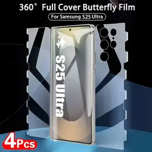4 pcs Full Cover Butterfly Hydrogel Film For Samsung Galaxy S26 Ultra S25  S24 S23 S22 S21 S20 Ultra Plus FE Note 20 Ultra Protective Film Not-Glass