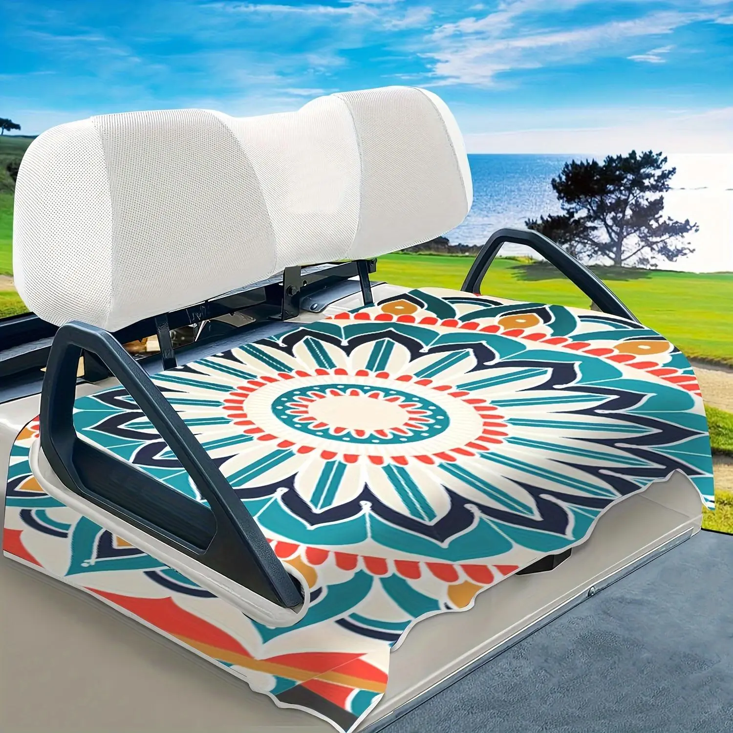 Golf Cart Seat Cover,  1 Count  Floral Pattern Golf Cart Seat Towel Blanket, Golf Cart Seat Cover for All 2 Seater Golf Cart, Golf Cart Cushions, Golf Accessory, Golf Cart Accessories, Golf Gift
