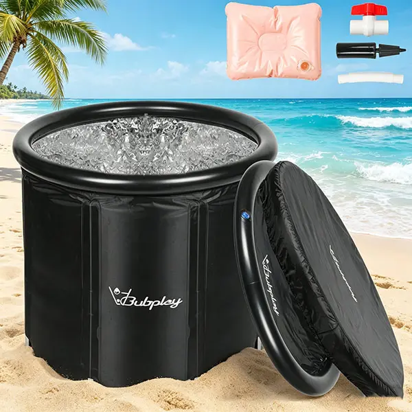 Ice Bath Cold Plunge Tub with Cover for Indoor Outdoor for Recovery, Cold Water Therapy, Athletes & Adults -105 Gallons, Black,