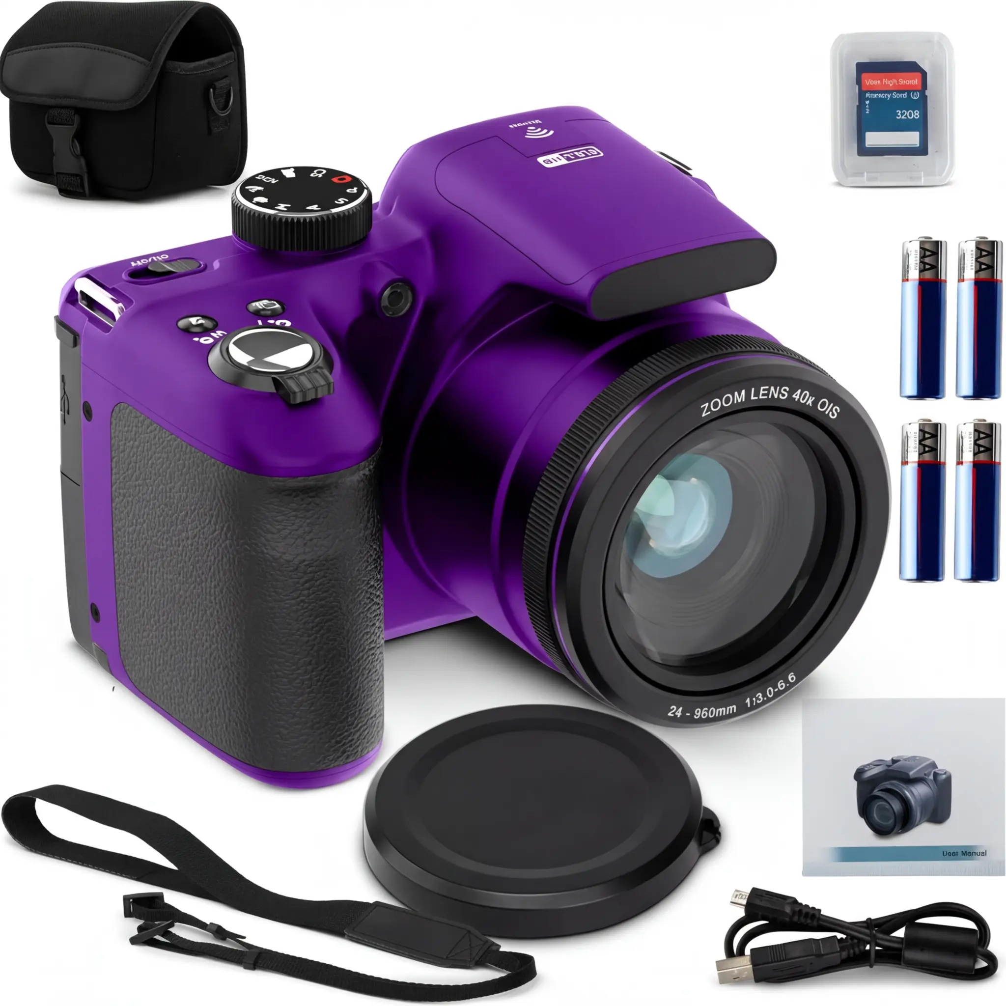2026 CMOS Digital Film Camera - 20MP, 40x Optical Zoom, 1080p FHD Video, 3.0" LCD Screen, Wi-Fi, Face/Smile/Blink Detection, Blue Movie Shooting Lens