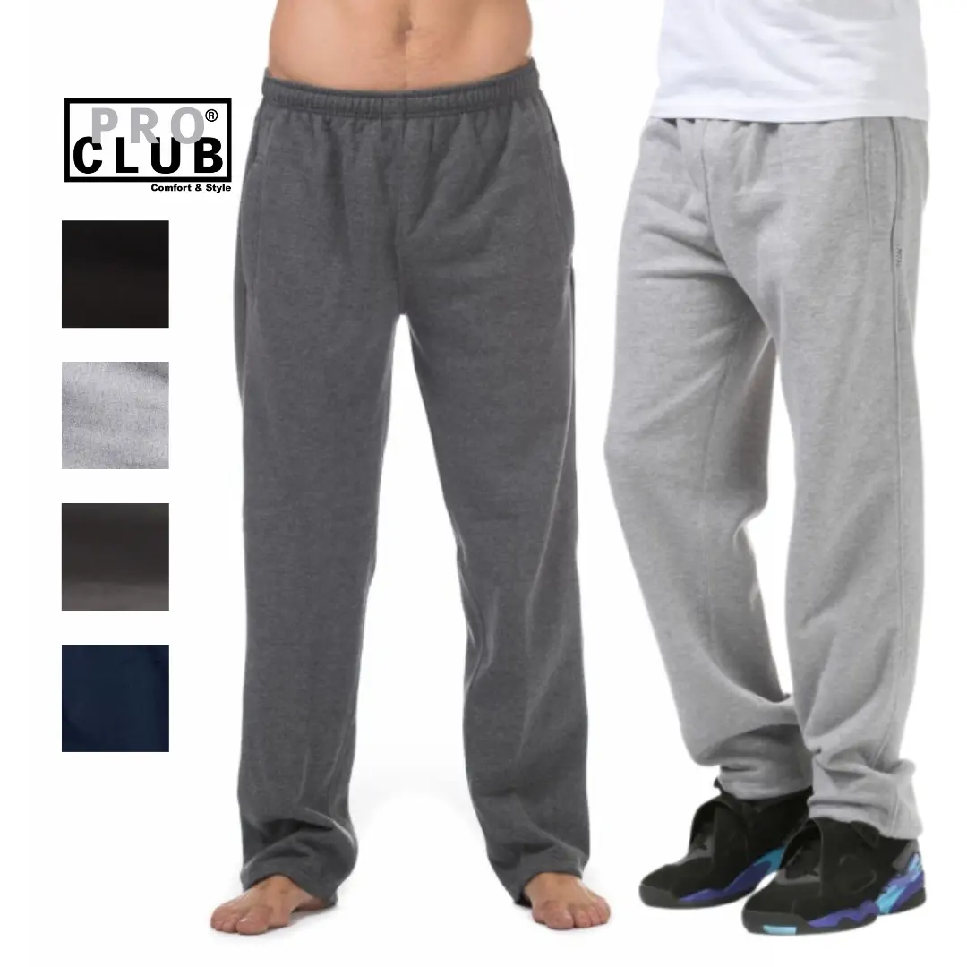 Pro Club Men's Classic Fleece Pants, Relaxed Fit with Stylish Piping, Soft Breathable Fabric and Side Pockets for Casual Wear, Cotton, Plain
