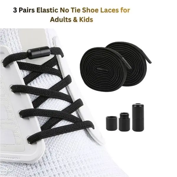 3 Pairs No-Tie Elastic Shoelaces for Adults & Kids - Stretch Footwear Laces for Sneakers, Running Shoes, 1 Size Fits All, Easy Slip-On Shoe Accessories for Bridal Use