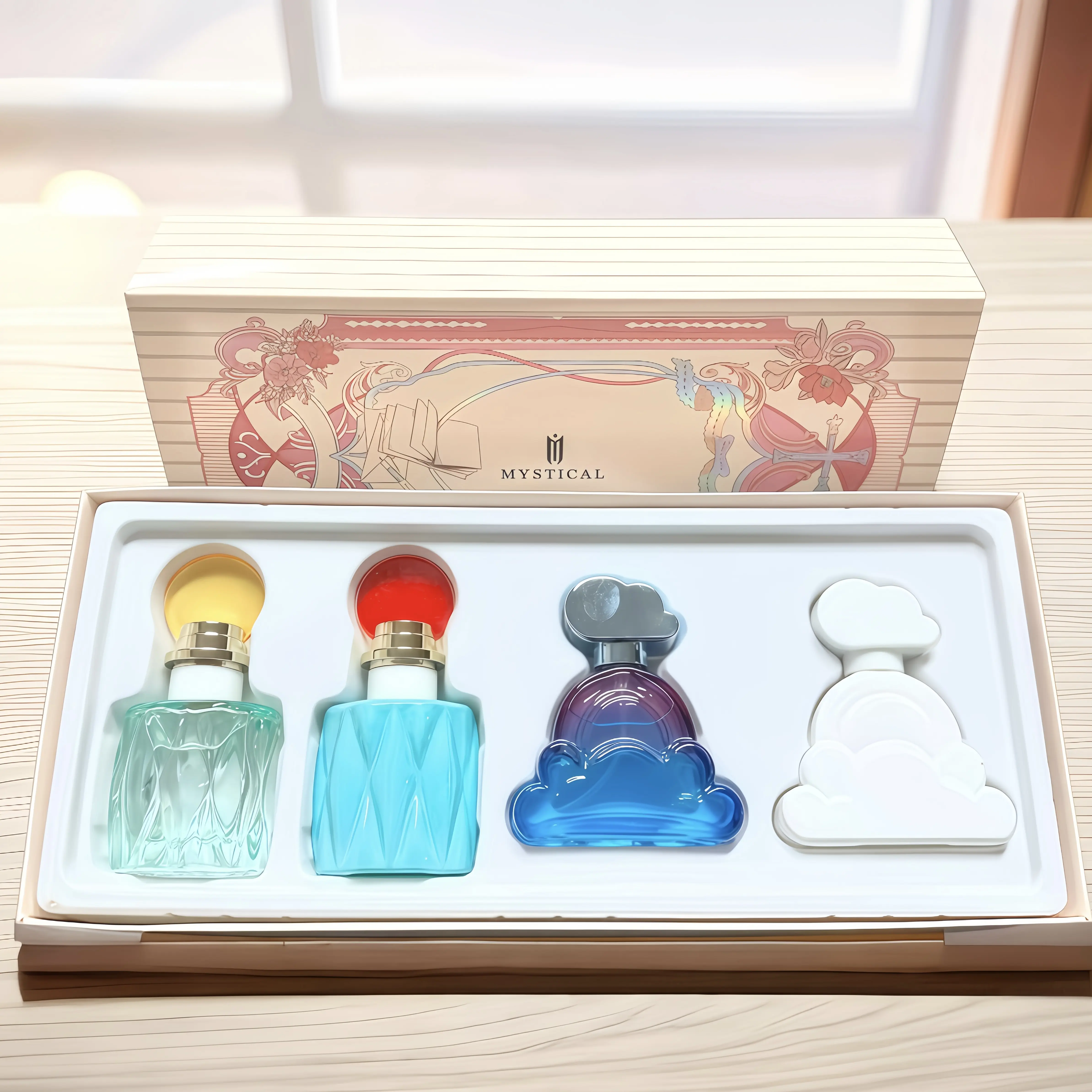 Women's MYSTICAL Fragrance Ensemble Set, 30ml*4 (1.0 FL) Designer-Inspired Perfume for Adults, Citrus-Peach-Pear-Rose-Jasmine-Wood-Cream Notes, Long-Lasting Floral-Musk Cologne, Perfect Birthday Gift, Cute-to-Slightly Grown-Up Vibe