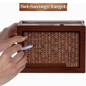 Wooden Cash Money Saving Box,Piggy Bank for Kids & Adults,Savings Challenge Box,Coin Bank Toys Gift for 3-12 Year Old Boys & Girls