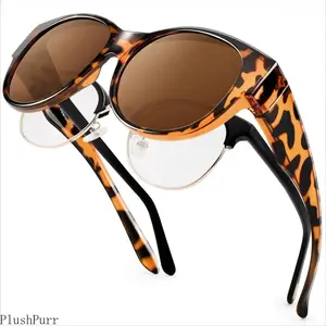 Polarized Fit Over Sunglasses for Women Men, Lightweight UV400 Protection Anti Glare Wrap Around Sun Glasses, Wear Over Prescription Glasses for Driving Travel Outdoor