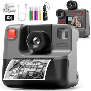 Instant Print Camera for , 1080P  Instant Cameras,HD Digital Video Cameras  3 Print Paper & 32G Card,Christams Birthday Gifts for    3-12 (Black)