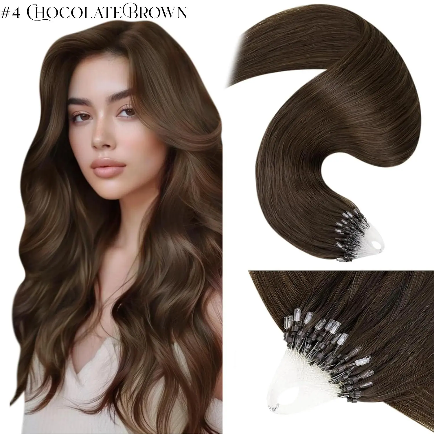 LaaVoo Micro Ring Hair Extensions Real Human Hair 14-28inch Glueless Pre Style Human hair Micro Bead Hair Extensions  Micro Loop Hair Extensions 57 Grams  Summer Outfit