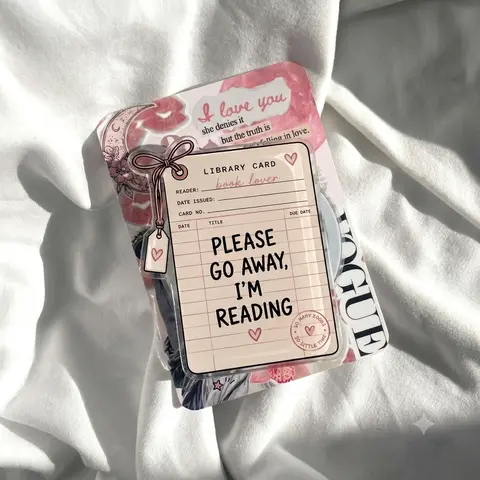 Please Go Away I'm Reading Acrylic Phone Grip, Library Card Book Lover Phone Stand Holder, Cute Reader Accessory, Gift for Her, Teachers, Librarians and Book Club Fans