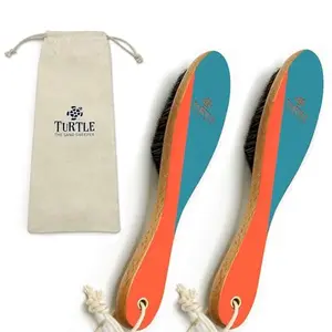 Beach Sand and Pool Feet Brush w/Soft Bristles | 2 Pc. Set | Use Also for Surfboards, Towels, Chairs, Pet Paws, & Outdoor Gear | Portable Travel Gear w/Cotton Bag | Sand Remover (Indigo/to)