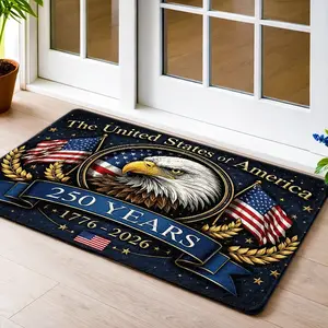 250th Anniversary Eagle Flag Themed Non-Slip Floor Mat, Surface and Rubber Backing, Durable and, Machine Washable, Bedside Mat, Dog Mat, Foot Mat, Carpet, Entrance Mat, Door Mat, Bedside Carpet, Front Door Mat