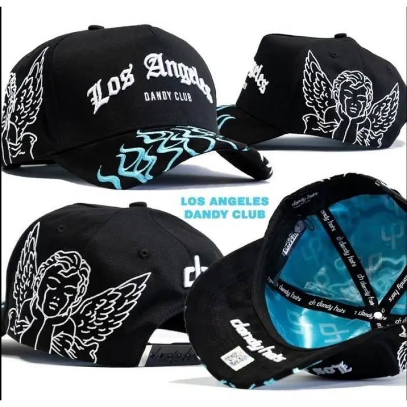 Embroidered Headwear Los Angeles Angel & Flame Fashion Snapback, High Quality Cotton Twill Urban Hat for Men & Women, High Quality Hat, Mens Hats