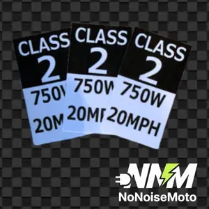 3-Pack Class 2 e-bike Stickers — “E-Bike Legal stickers” Adhesive Vinyl Decal