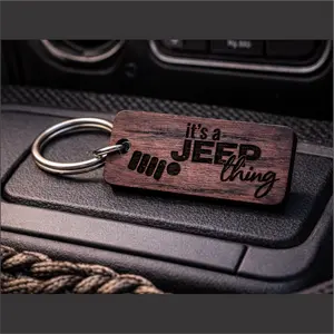 It's a Jeep Thing - Solid Oak wooden keychain with stainless steel hardware