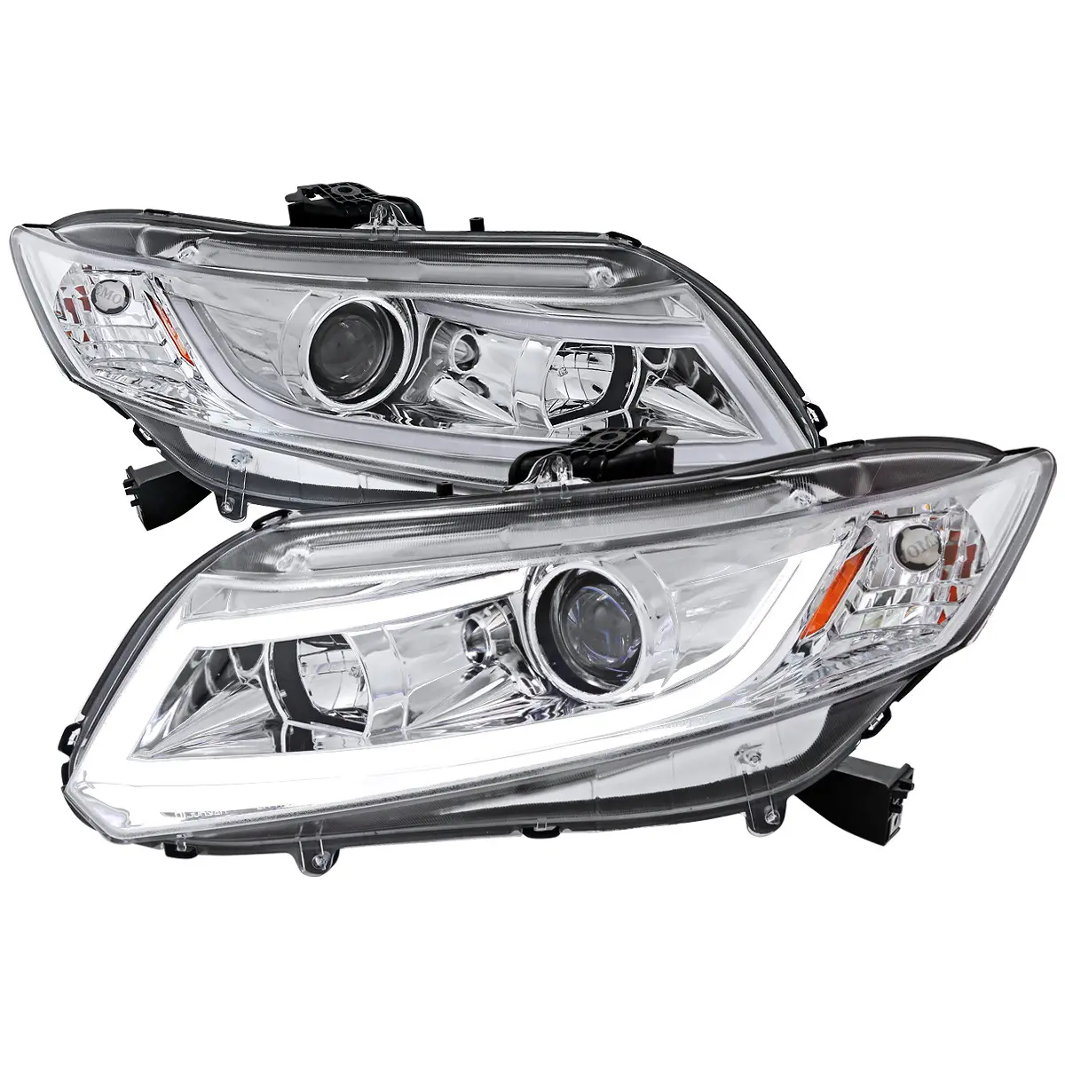 2012-2013 Civi Coupe / 2012-2015 Civic Sedan LED Bar Projector Headlights (Chrome Housing/Clear Lens), Led Front Lights, Led Headlights Assembly