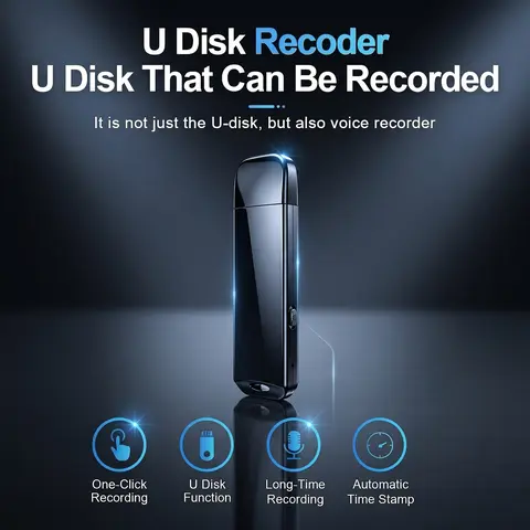 2-in-1 Wireless USB Smart Voice Recorder - Multifunction HD Recorder with Automatic Time-Stamp Sorting, HD Audio, Noise Reduction, U Disk Function, Ideal for Meeting Minutes, Business Recording