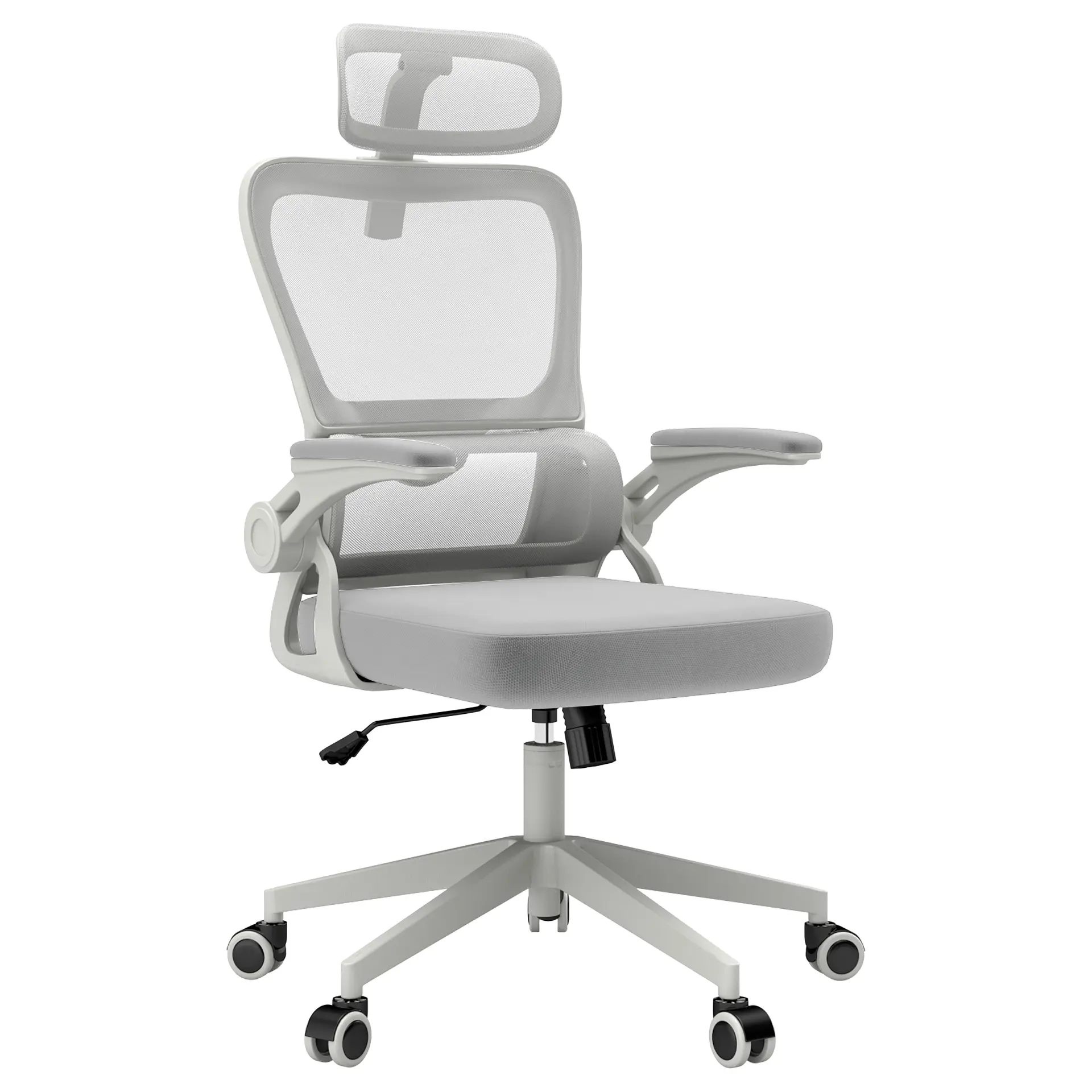 MOJAY Office Chair Ergonomic Desk Chair, Mesh Computer Chair with Adjustable Headrest & Armrests, High Back Swivel Task Chair for Long Hours