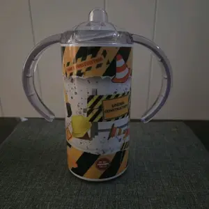 Sippy Cup with Construction Theme and Clear Handles for Kids