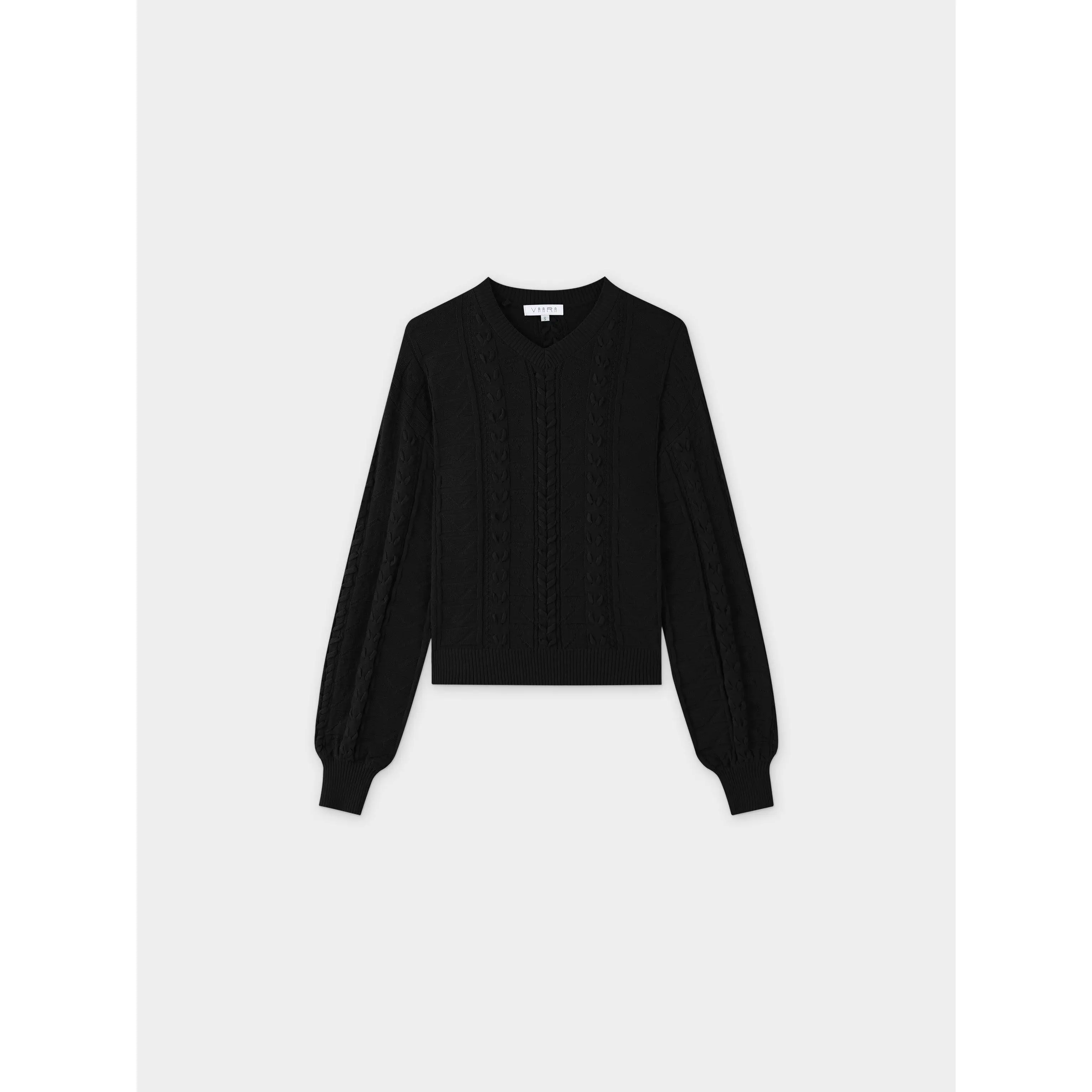 Cross Stitch Sweater-Black