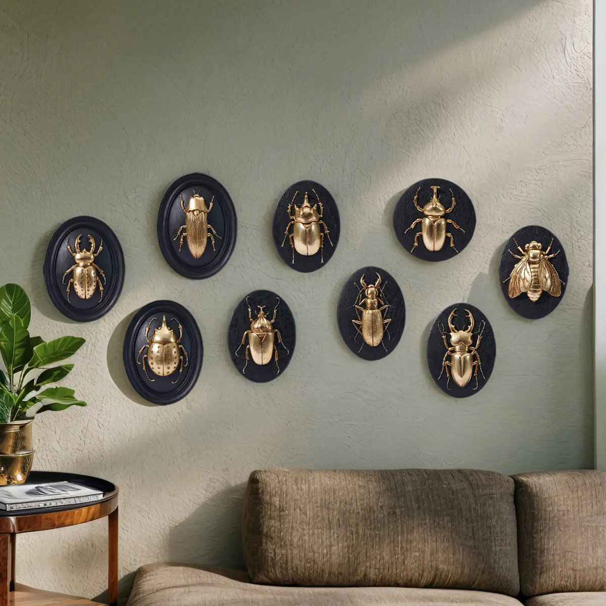 Resin Beetle Series Ornament, Oval Frame, Insect Collector's Decorative Hanging Piece, Ideal for Home, Party & Interior Wall Decor, Hanging Ornaments, Decoration Items