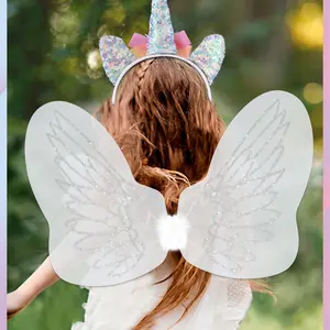 New Easter Birthday Children Hairband Wings Set Costume Props My Little Pony Party, Kids Festival Accessories, Fun Dress-Up Kit