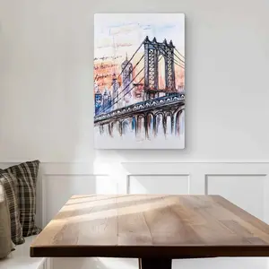 Begin Home Decor C1MP2030O0C5UX 20 x 30 in. Bridge Sketch Wall Art - Illustrative Places Metal Print