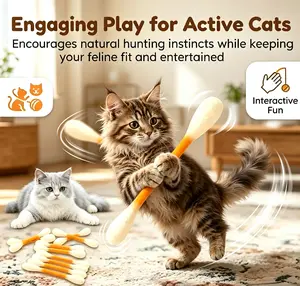 6-Pack Catnip Cat Toys, Giant Cotton Swab-Shaped Soft Felt Teething Sticks for Kittens, Durable Interactive Indoor Chew Accessories for Dental Cleaning & Anxiety Relief