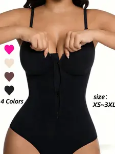 Women's Seamless Curve Hugging Compression Shapewear Jumpsuit, Front Zip Design, Tummy Control Thong Style, All Seasons Wear, Comfortable Fit, Post Surgery Bodysuit