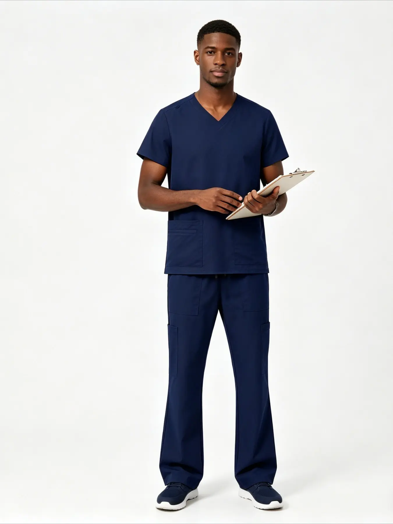 Solid Color Pocket Short Sleeve Pants Work Uniform Comfortable Doctor Nurse Technician Outfit For Clinic Hospital Workwear Set