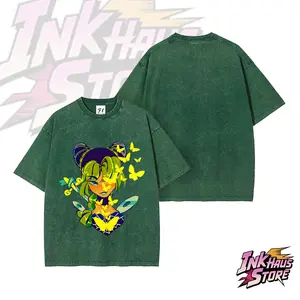 Jolyne Cujoh is the protagonist of *JoJo's Bizarre Adventure: Stone Ocean*.--Short Sleeve Cotton Unisex Retro wash Tee