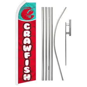 Large-Size Crawfish Banner & Aluminum-Steel Pole Complete Kit, Polyester Festive Party Backdrop for Home Use