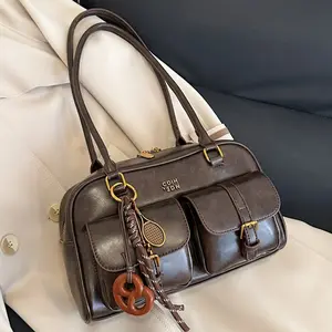 Korean Style Women Crossbody Bag Small Luxury Large Capacity Shoulder Bag Versatile Commuter Boston Bowling Bag house purse Women's Chic Shoulder Satchel Bag