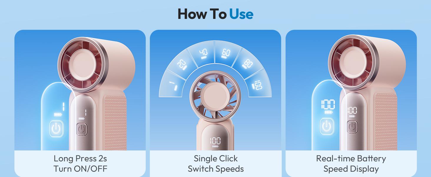 FUDUOO Portable Handheld Fan — High-Speed, Powerful Airflow with 199-Level Stepless Adjustment. Rechargeable Design. An Essential Cooling Companion for Summer Travel, Vacations, and Outdoor Activities. Perfect Gift.