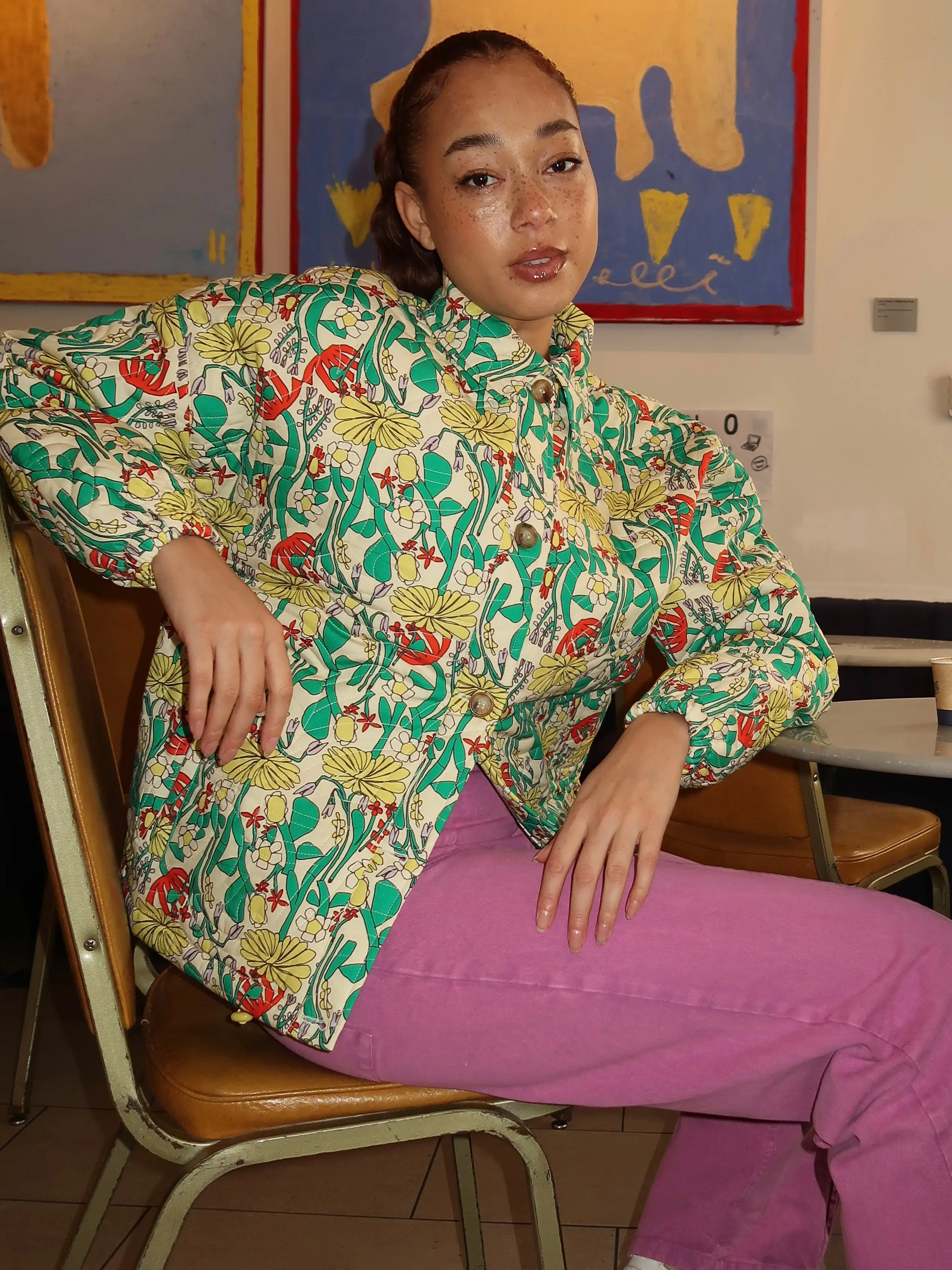 Color Herbalist Pattern Quilted Jacket