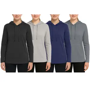 Women's 3-Pack Loose Fit Lightweight Long Sleeve Pullover Lounge Hoodie